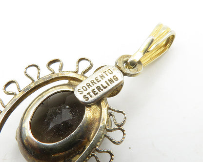 SORRENTO 925 Sterling Silver  Vintage Smoky Topaz Floral Pendant  PT11455