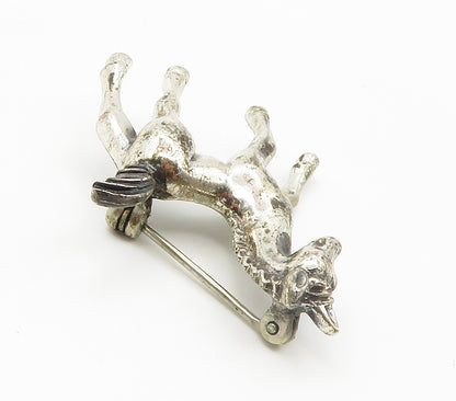 BEAU 925 Sterling Silver  Vintage Shiny Sculpted Horse Brooch Pin  BP5870