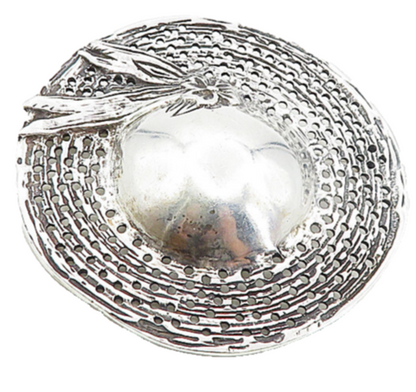 925 Sterling Silver  Vintage Shiny Flower Ribbon Hat Motif Brooch Pin  BP3087