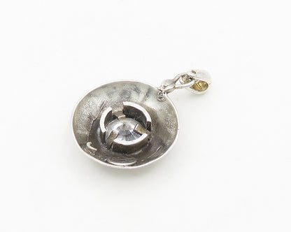 DESIGNER 925 Sterling Silver  Vintage Cubic Zirconia Dome Pendant  PT14910