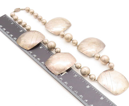 925 Sterling Silver  Vintage Antique Dark Tone Beaded Chain Necklace  NE1914