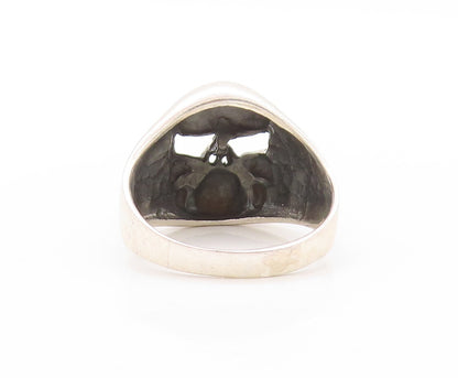 925 Sterling Silver Vintage Ring Chunky Large Carved Skull  Sz 15  RG32876
