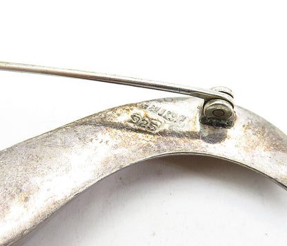MEXICO 925 Sterling Silver  Vintage Dark Tone Hollow Swirl Brooch Pin  BP1960