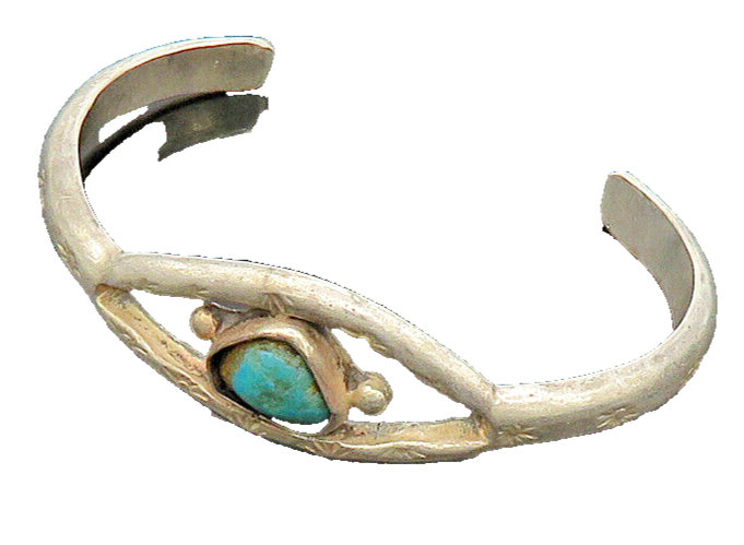 NAVAJO 925 Sterling Silver  Vintage Antique Turquoise Cuff Bracelet  BT7991