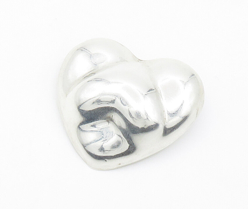 MEXICO 925 Sterling Silver  Vintage Shiny Hollow Love Heart Brooch Pin  BP5397