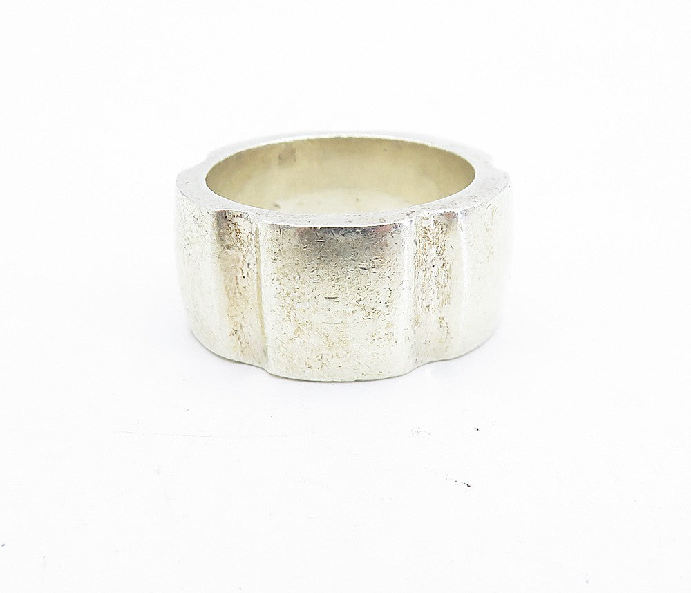 925 Sterling Silver Vintage Shiny Dented Pattern Round Band Ring Sz 7  RG7112