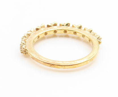 925 Sterling Silver Vintage Ring Gold Plated CZ Floral Link Band  Sz 7  RG35214