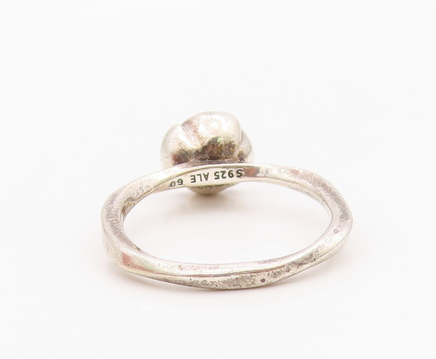 925 Sterling Silver Vintage Ring PANDORA Elegant Pearl Rose Band Sz 9.5 RG36286