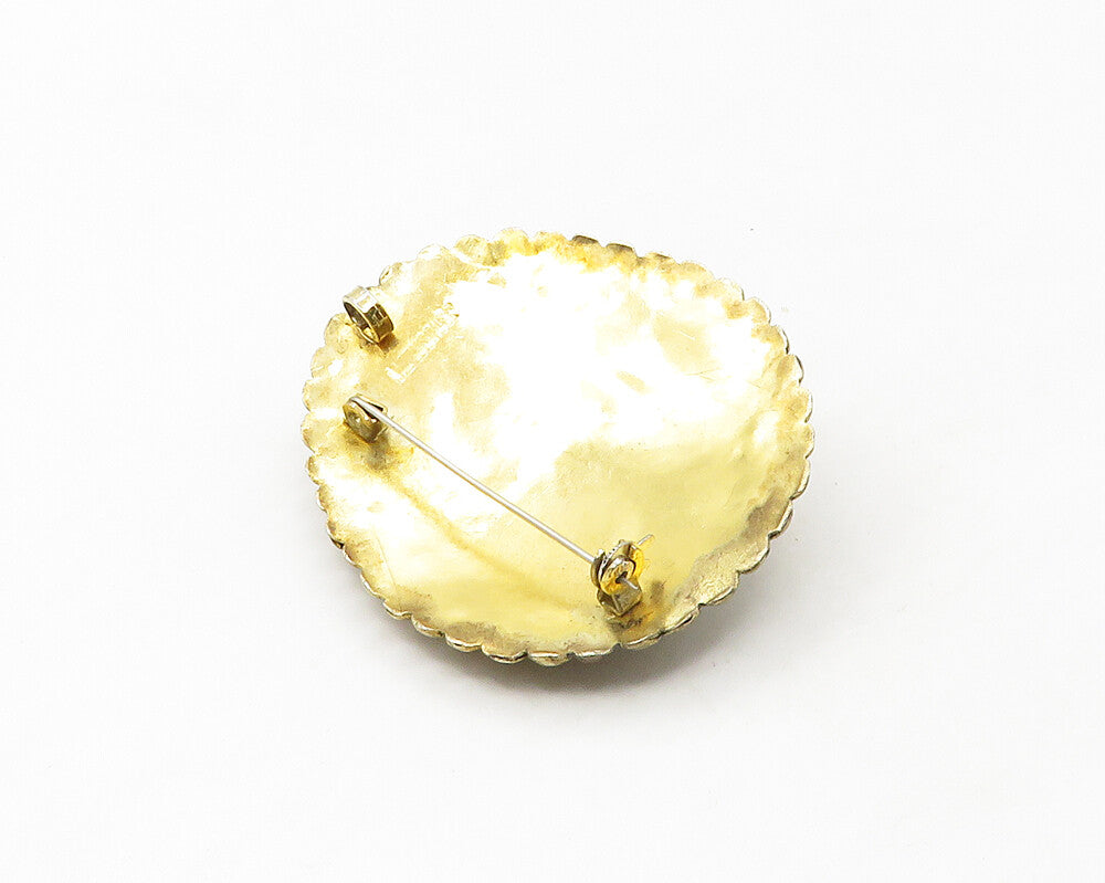 ISRAEL 925 Sterling Silver  Vintage Eilat Stone & Pearls Brooch Pin  BP6730