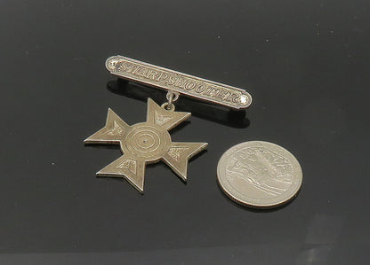 925 Sterling Silver  Vintage Dark Tone Sharp Shooter Cross Brooch Pin  BP8115