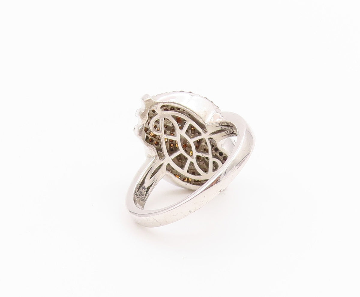 925 Sterling Silver Vintage Ring D'JOY Real Diamonds Knot Band  Sz 10  RG36435