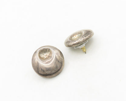 925 Sterling Silver  Vintage Shiny Round Button Drop Earrings  EG9713