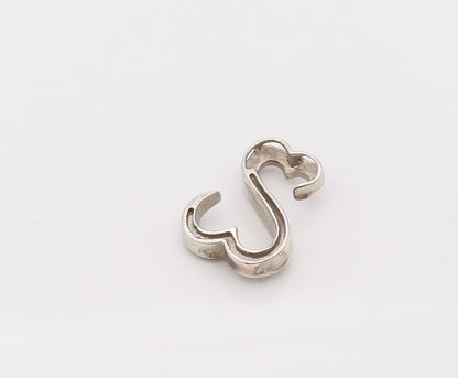 925 Sterling Silver Vintage Two Swirly Infinity Diamond Heart Pendant PT22031