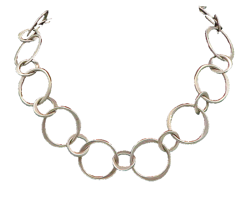 MEXICO 925 Sterling Silver  Vintage Open Circle Link Chain Necklace  NE3068