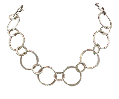 MEXICO 925 Sterling Silver  Vintage Open Circle Link Chain Necklace  NE3068