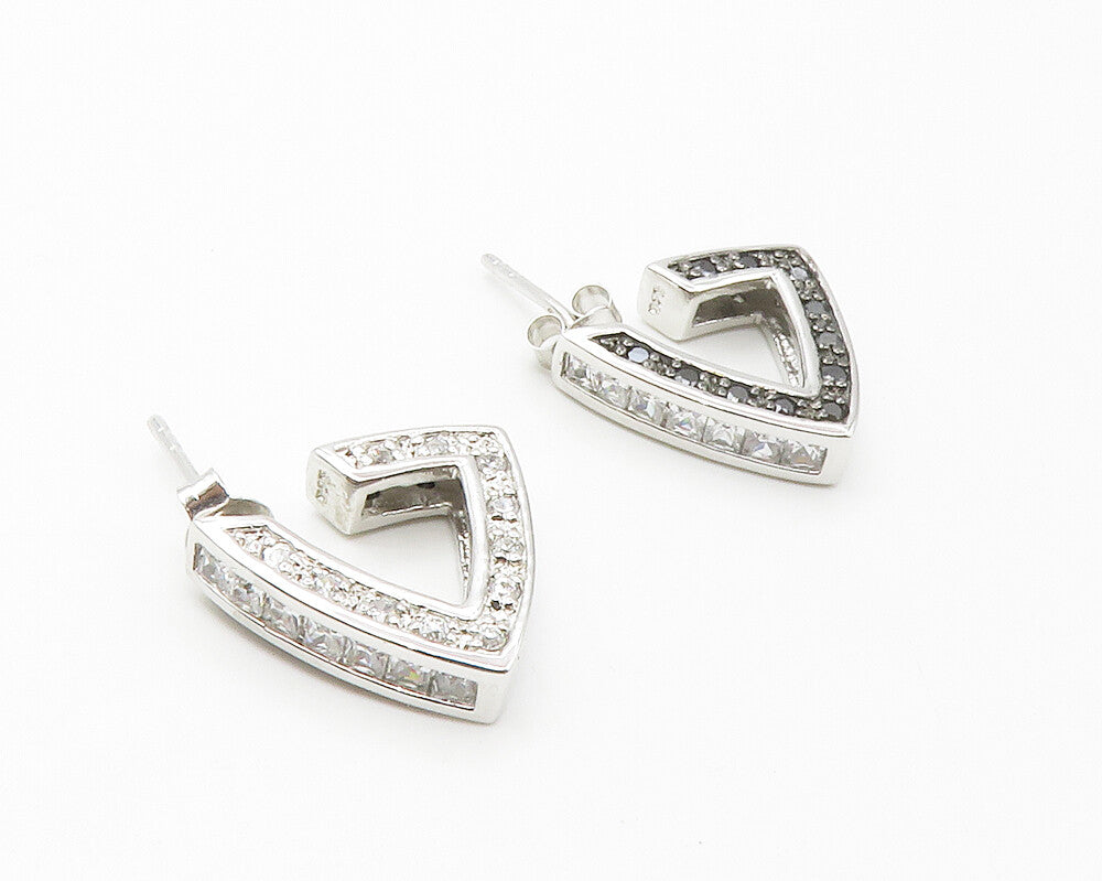925 Sterling Silver  Cubic Zirconia & Black Hematite JHoop Earrings  EG7193