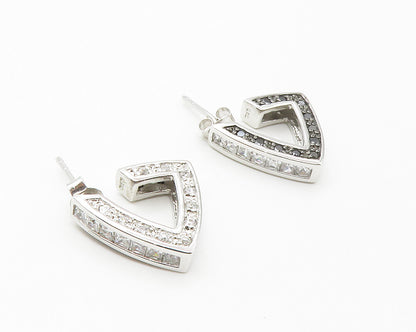 925 Sterling Silver  Cubic Zirconia & Black Hematite JHoop Earrings  EG7193