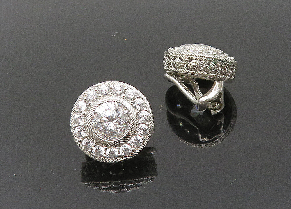 JUDITH RIPKA 925 Silver   Vintage Cubic Zirconia Non Pierce Earrings  EG10206
