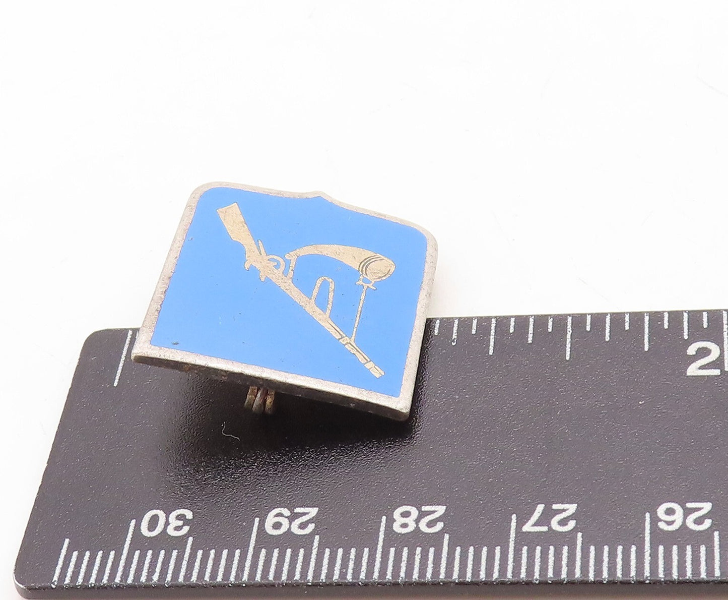 925 Sterling Silver Vintage Brooch Pin Minimalist Enameled Gun  BP11436