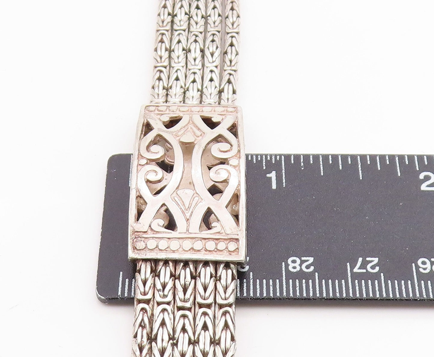 925 Sterling Silver Vintage Bracelet Classic Multi Strand Braided Link  BT12055