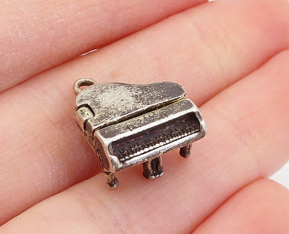 925 Sterling Silver  Vintage Dark Tone Grand Piano Pendant (OPENS)  PT3834
