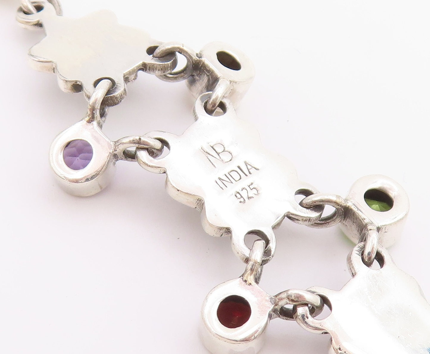 925 Sterling Silver Vintage Bracelet NICKY BUTLER Multi Gemstone Link  BT12231