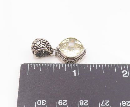 SARDA 925 Silver  Vintage Faceted Cubic Zirconia Floral Bail Pendant  PT19497