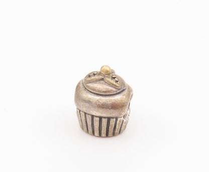 925 Sterling Silver Vintage Pendant PANDORA Mini Carved Cupcake Charm  PT24254