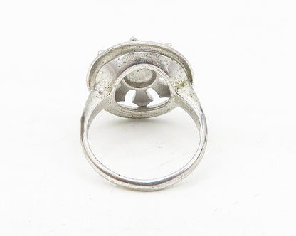 925 Sterling Silver  Vintage Sparkling Open Floral Band Ring Sz 6.5  RG10213