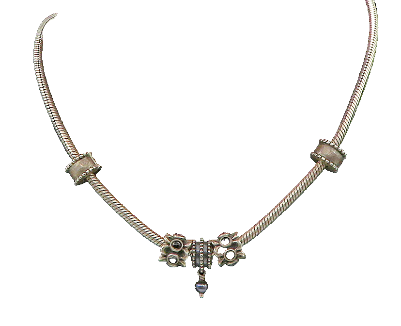 PANDORA 925 Silver   Vintage Black Onyx & Petite Pearl Chain Necklace  NE3698