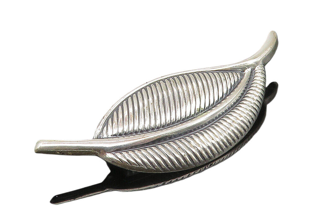 925 Sterling Silver  Vintage Shiny Etched Floral Leaf Brooch Pin  BP4209