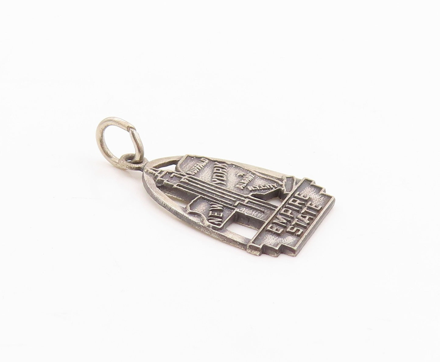 925 Sterling Silver Vintage Pendant New York Empire State Souvenir Charm PT24679
