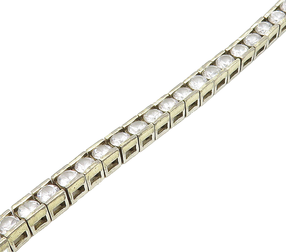 925 Sterling Silver  Vintage Bezel Set Cubic Zirconia Chain Bracelet  BT6417