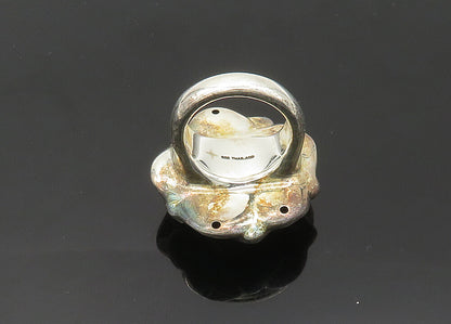 925 Sterling Silver  Vintage Dark Tone Rose Flower Band Ring Sz 7.5  RG20839