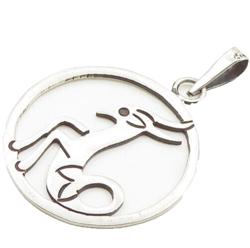 MEXICO 925 Sterling Silver  Vintage Gazelle Open Circle Animal Pendant PT14693