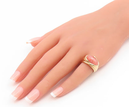 925 Sterling Silver Vintage Ring Gold Plated Rhodochrosite Band  Sz 6  RG35211