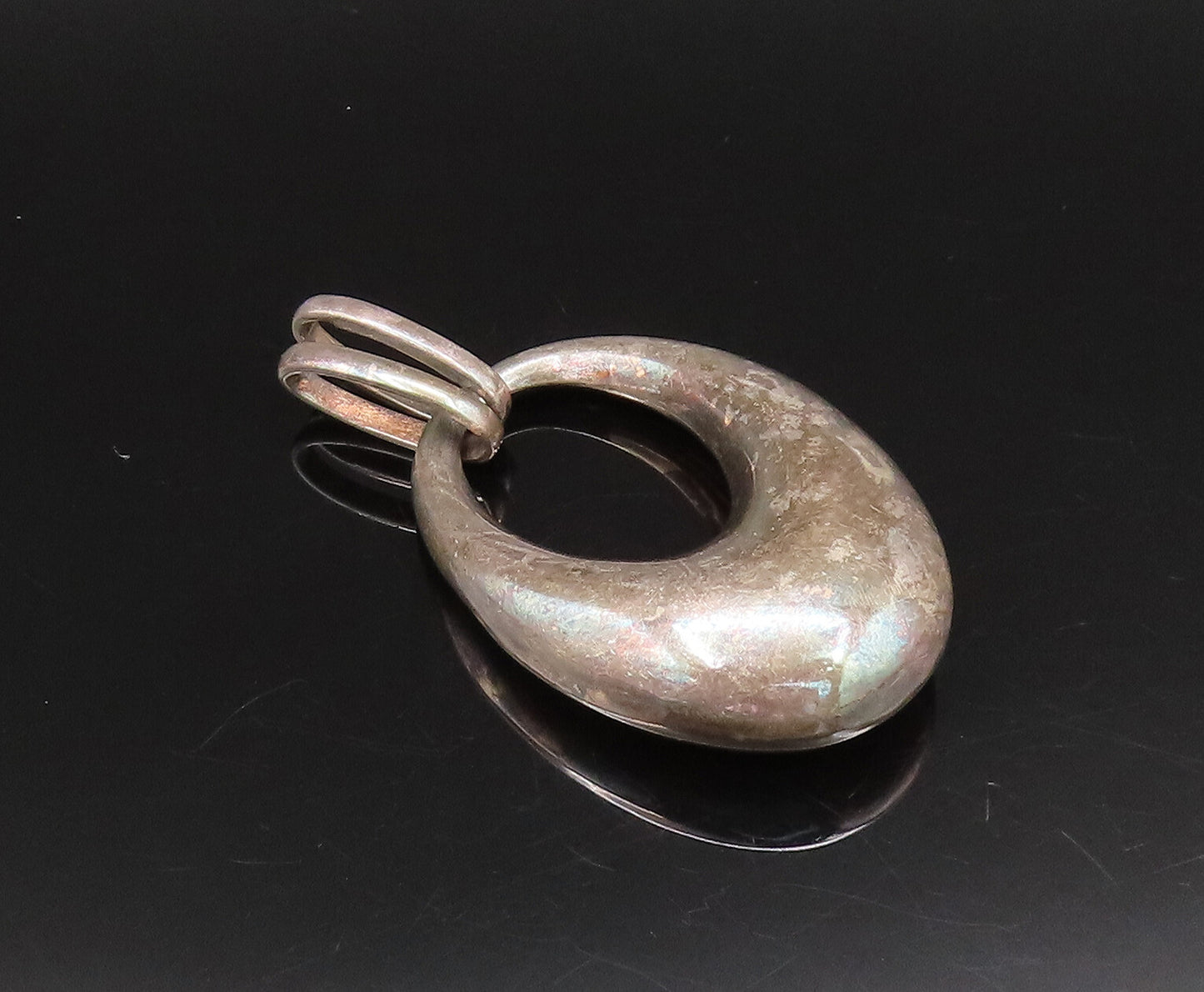 ELLE 925 Silver  Vintage Single Ruby Accent Tote Purse Motif Pendant  PT21824
