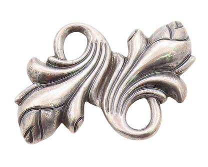 925 Sterling Silver Vintage Brooch Pin Dark Tone Swirly Floral Design  BP11296