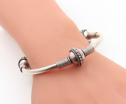 925 Sterling Silver  Vintage Twist Wrapped Design Bangle Bracelet  BT2494