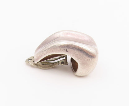 925 Sterling Silver Vintage Earrings Modernist Solid Sculptural Clip On  EG14465