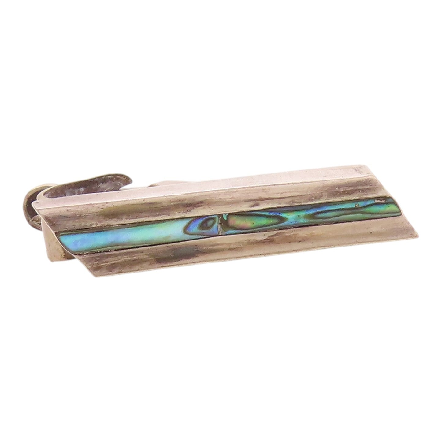TAXCO 925 Sterling Silver  Vintage Abalone Shell Tie Clip  TR2932