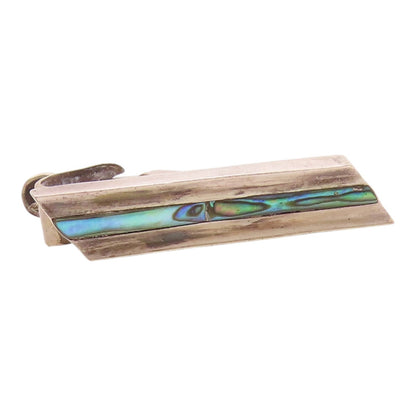 TAXCO 925 Sterling Silver  Vintage Abalone Shell Tie Clip  TR2932
