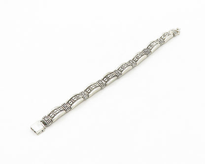 MEXICO 925 Silver  Vintage Shiny Screw Detail Dome Link Chain Bracelet  BT7048