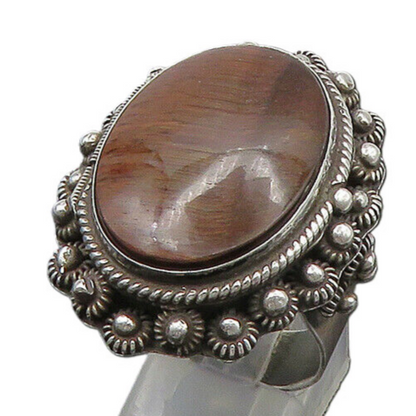 TAXCO MEXICO 925 Silver  Vintage Tiger's Eye Band Ring Sz 11 (OPENS)  RG22760