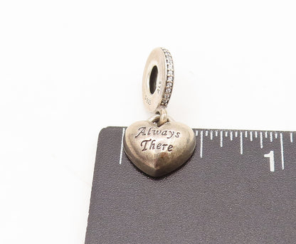 925 Sterling Silver Vintage Pendant PANDORA Topaz Ring Link Puffed Heart PT22429