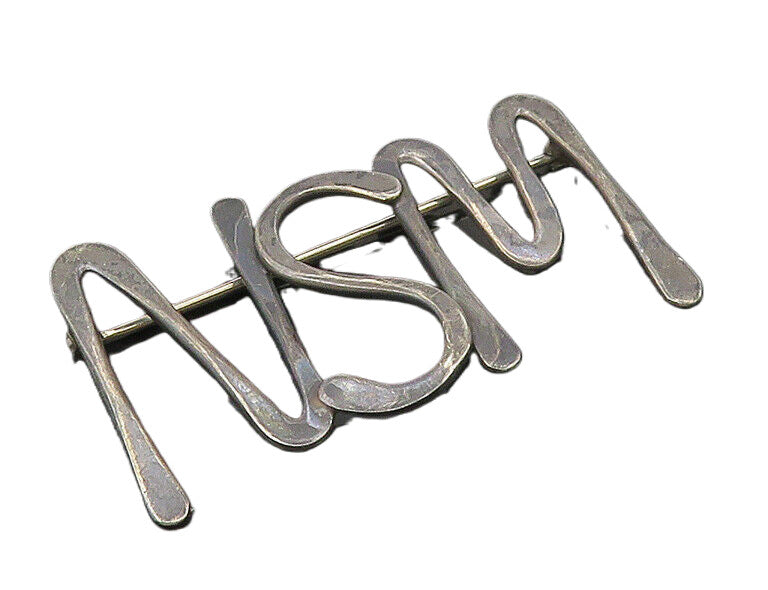 LORE 925 Sterling Silver  Vintage Modernist Oxidized Brooch Pin  BP7283