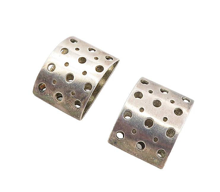GEOART 925 Silver  Vintage Cutout Dotted Pattern Square Drop Earrings  EG4513