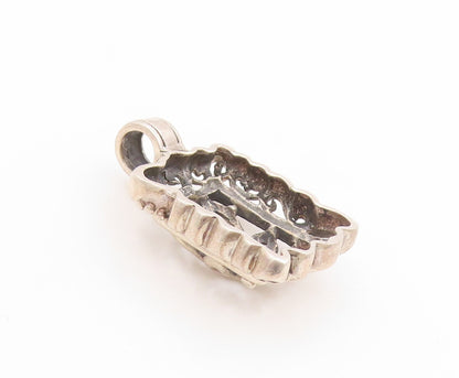 925 Sterling Silver Vintage Pendant Swirly Floral Open Scrollwork Charm  PT25806