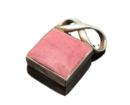 MEXICO 925 Sterling Silver   Vintage Rhodonite Infinity Twist Pendant  PT14630