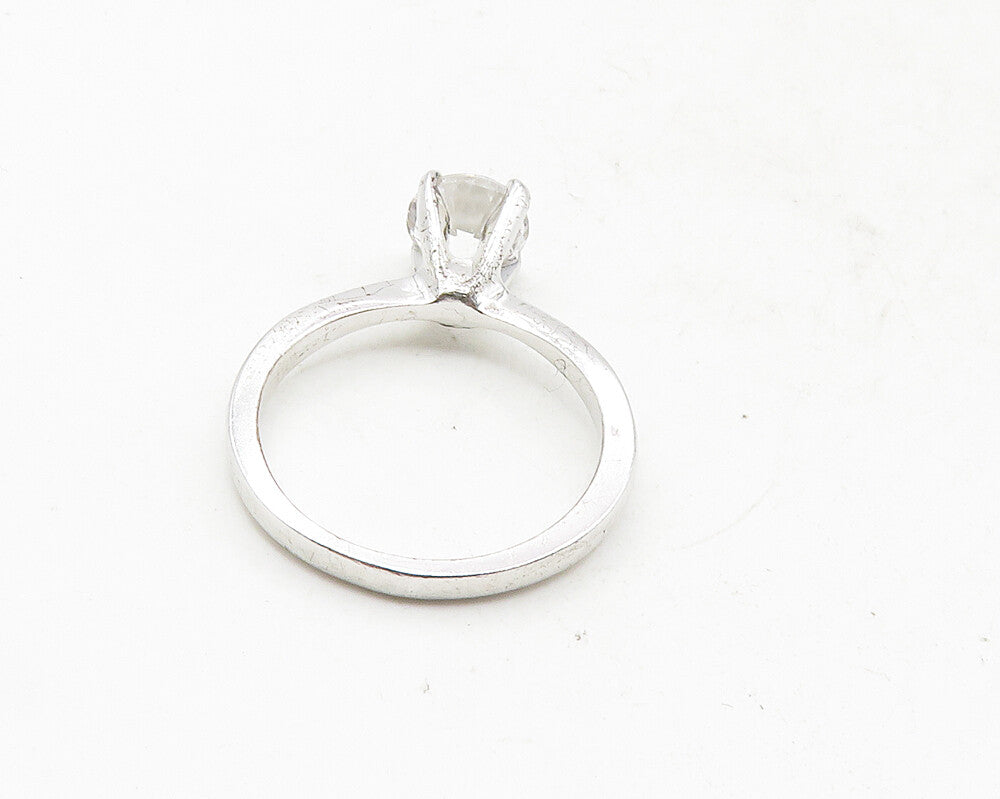 AVON 925 Sterling Silver  Prong Set Topaz Shiny Solitaire Ring Sz 5  RG10009
